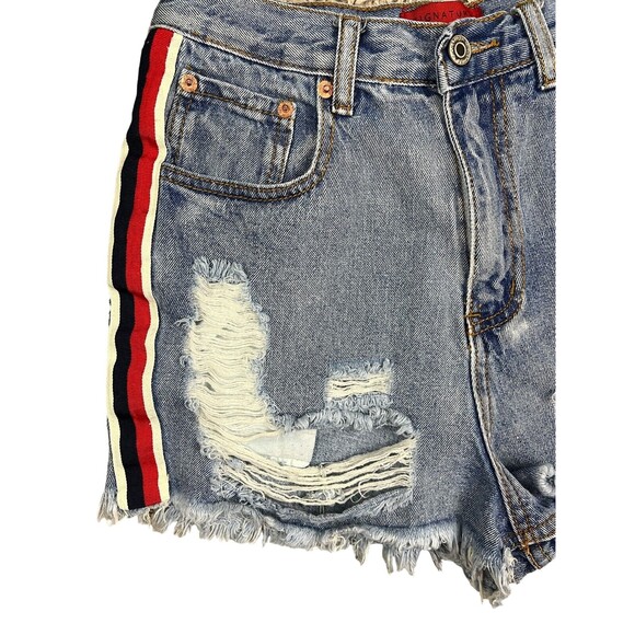 Signature8 Jean Shorts Womens Size S High Rise Cut Off Distressed Side Stripe - Picture 4 of 9